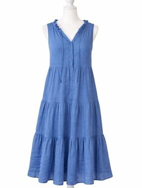 Wonderly Blue Sleeveless Tiered Maxi Dress Womens Size S Summer Casual